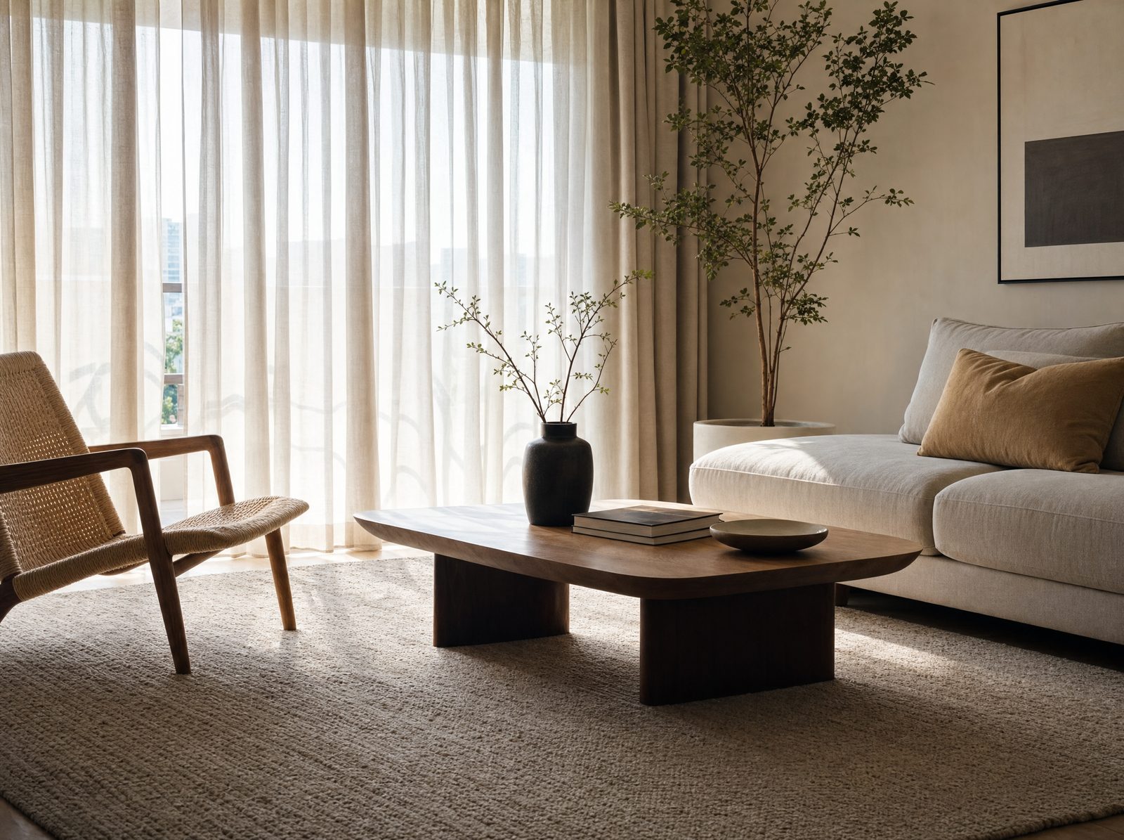 Curtains, rugs & fabric blinds in a Singapore home