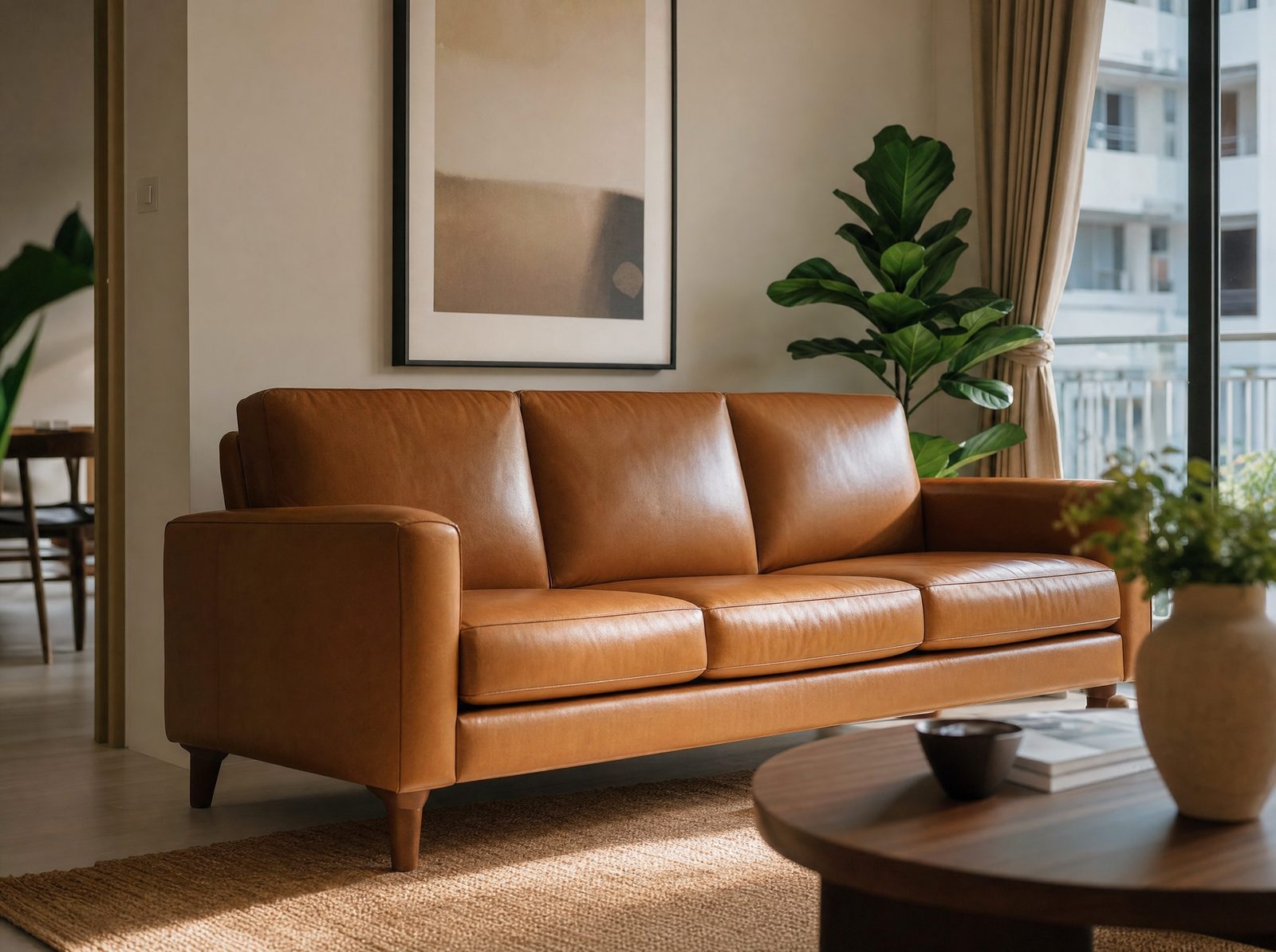 Leather sofa care in a Singapore home